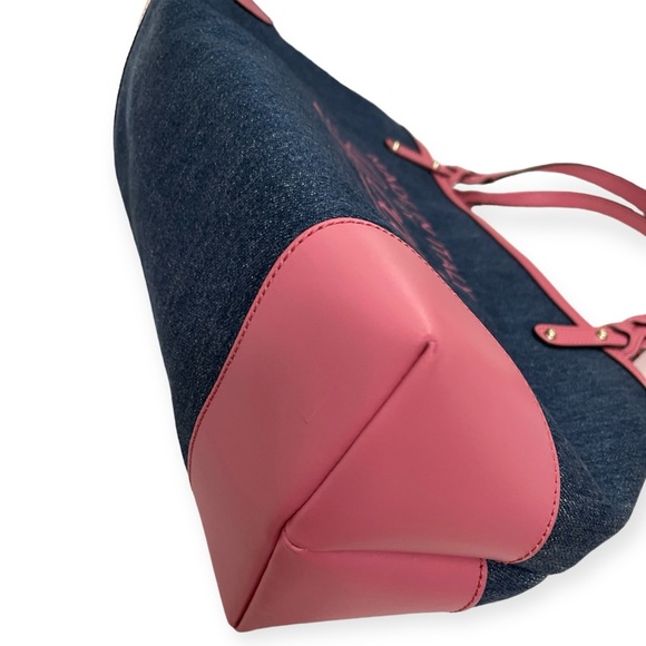 GUCCI Hawaii Tote Blue Denim Pink Leather Oversized Rare Vintage EUC - Picture 8 of 16